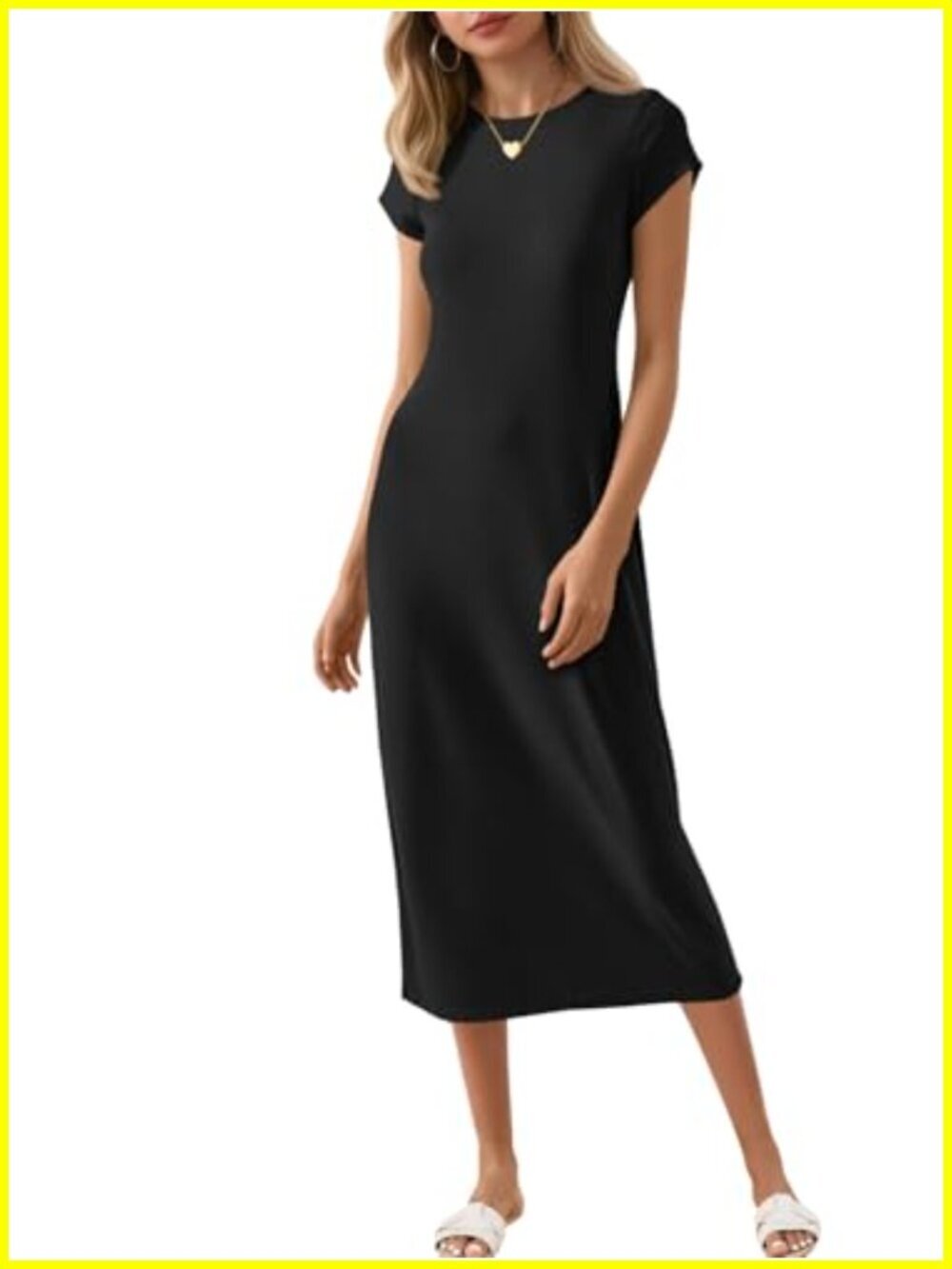 Women's Short Sleeve T-Shirt Dress Summer Casual Midi Shift Dress